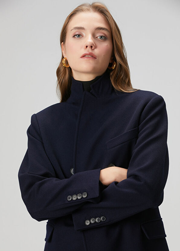 Beymen Collection Lacivert Yün Kaban - 2