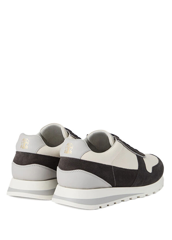 Brunello Cucinelli Pair Grey Black Men's Leather Sneaker - 2