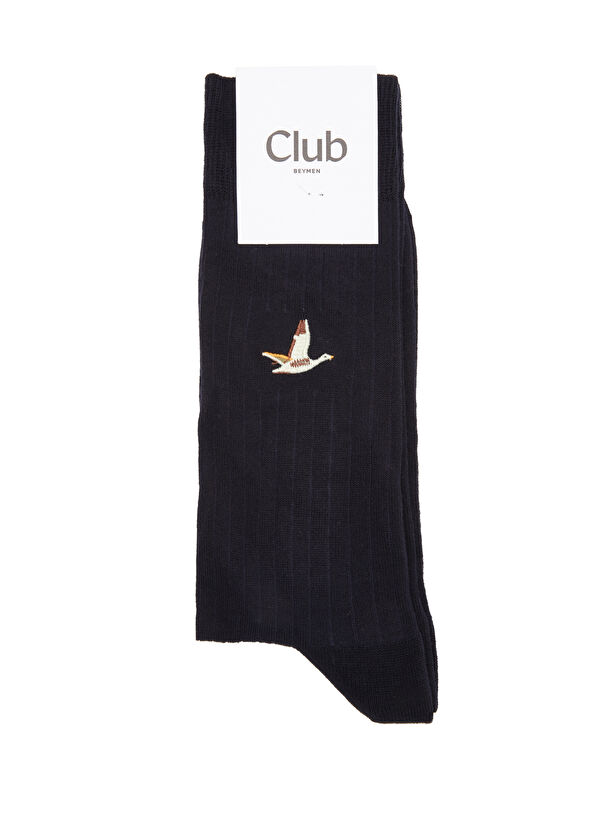 Beymen Club Navy Logo Men's Derby Socks - 1