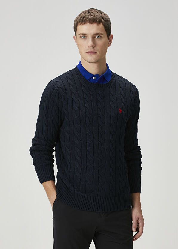 Lacivert Örgü Dokulu Kazak - Görsel 3