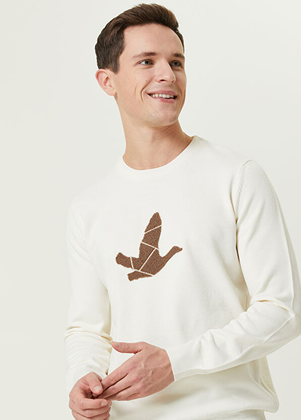 Beymen Club Ecru Goose Embroidered Sweater - 2