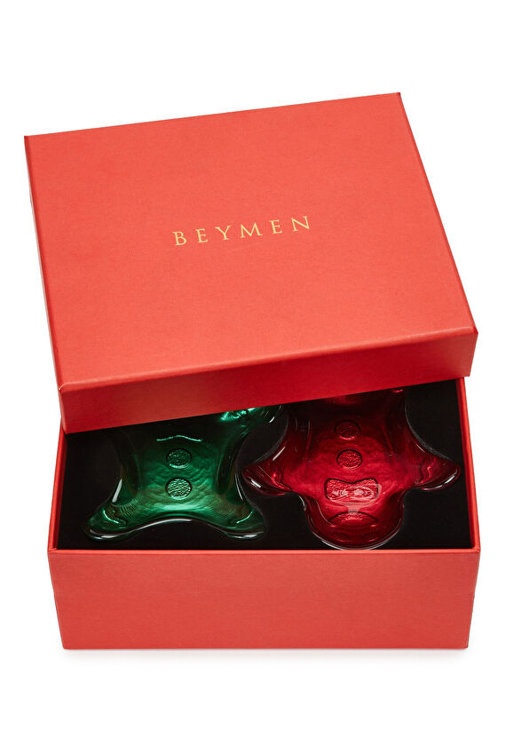 Beymen Hediye Gingerbread Green Red Mini 2-Piece Glass Plate Set - 1