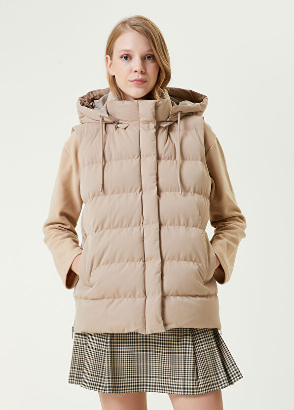 Beymen Club Bej Kapüşonlu Puff Yelek - 3