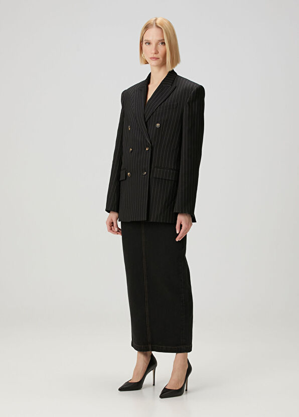 Wardrobe Nyc Black Striped Double-Breasted Wool Jacket - 2