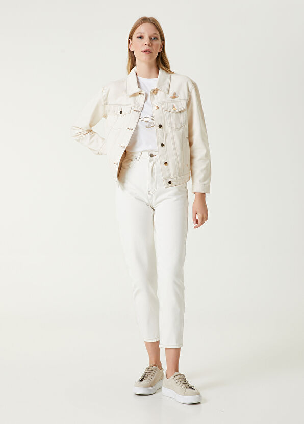 Beymen Club Ekru Klasik Mom Fit Jean Pantolon - 2