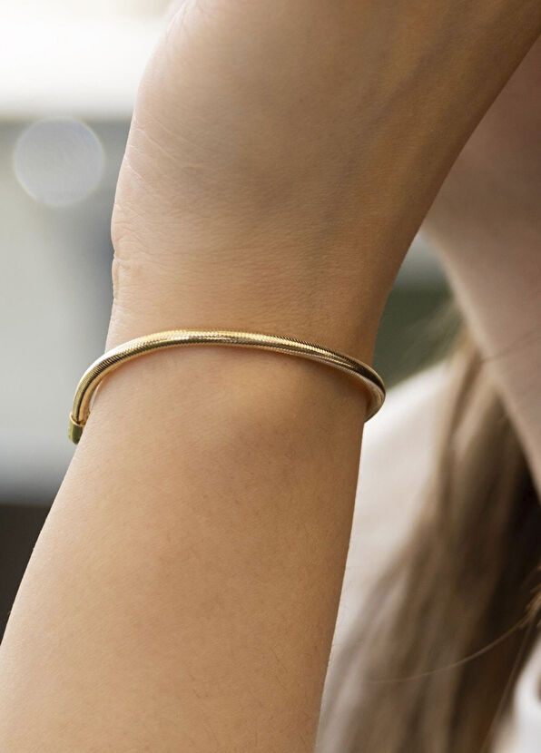 Esnek 14 Ayar Altın Kadın Bileklik - Görsel 4