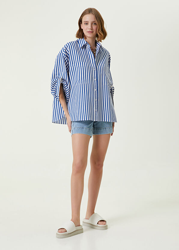 Beymen Club Mavi Çizgi Desenli Gömlek - 3