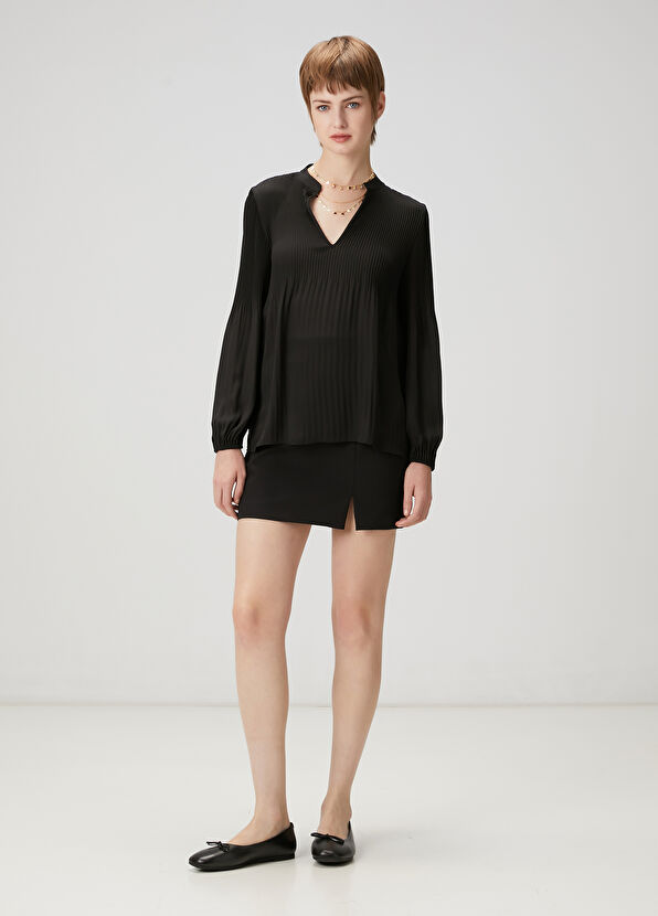 Beymen Club Siyah Pliseli Şifon Bluz - 2