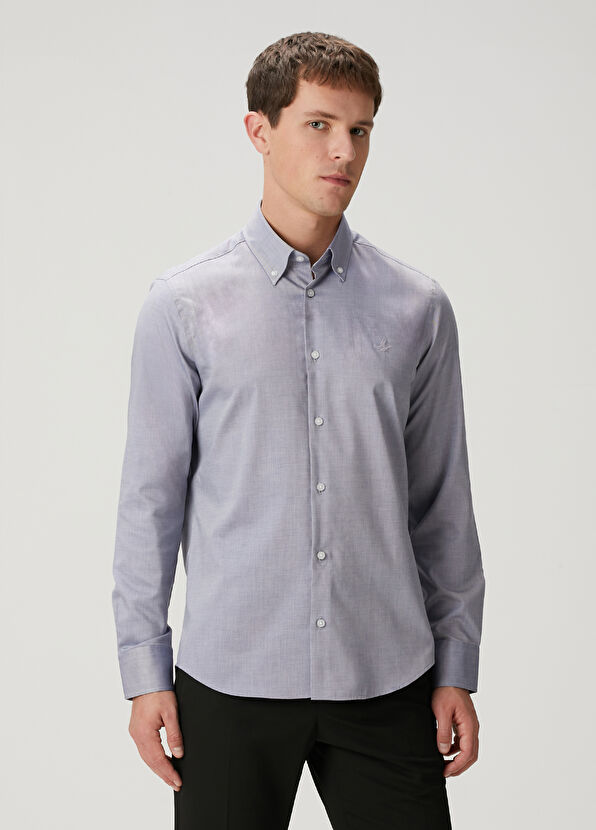 Beymen Club Comfort Fit Navy Blue White Shirt - 2