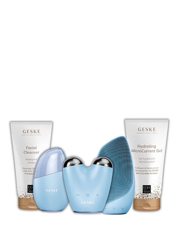Geske Mavi Sıkılaştırıcı Temizleyici ve Masaj Aletli 5'li Cilt Bakım Cihazı Seti - 1