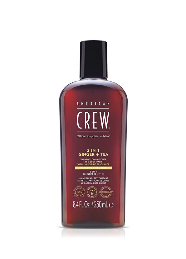 American Crew 3in 1 Ginger + Tea With Energizing Fragrance Erkekler İçin Besleyici Şampuan + Saç Kremi + Vücut Losyonu  250 ml - 1