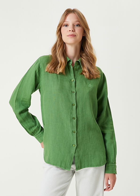 Beymen Club Yeşil Keten Gömlek - 1