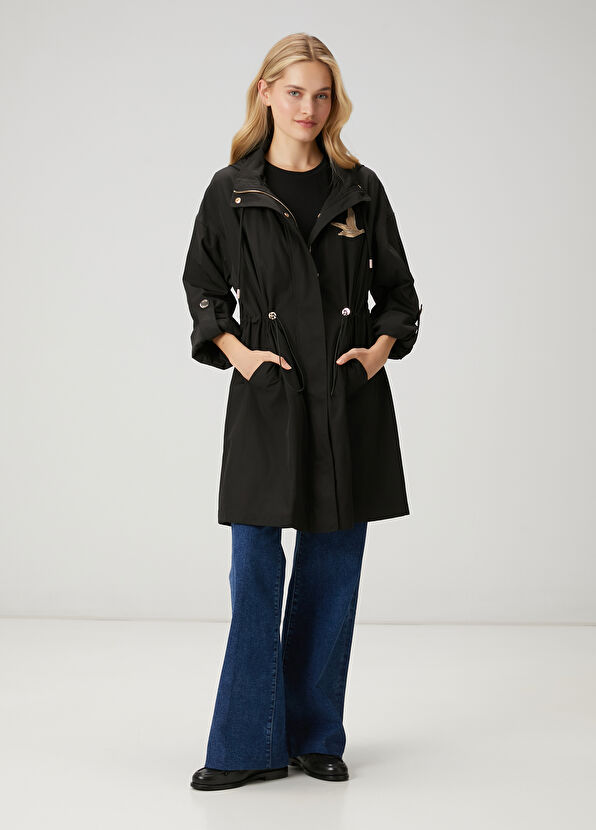 Beymen Club Siyah Kapüşonlu Pardösü - 1