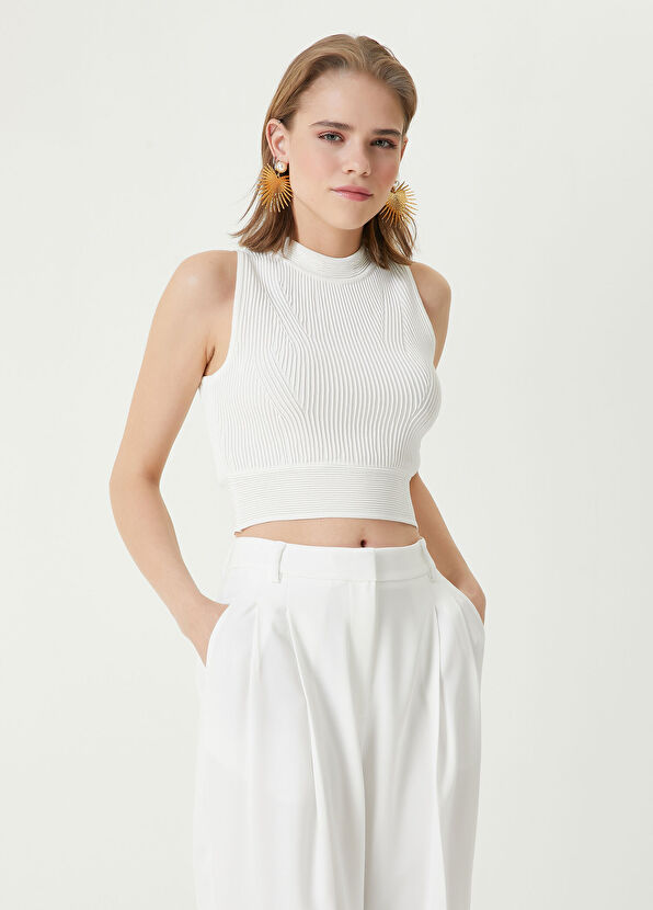 Beymen Club Kırık Beyaz Crop Triko Atlet - 1