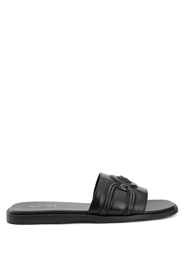 Versace Black Men's Leather Slippers - 1