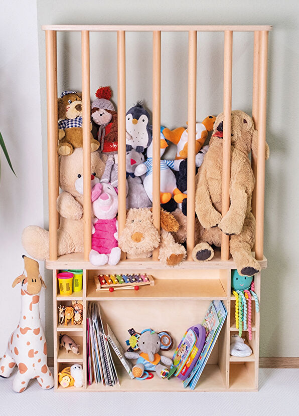 Orfis Kids Montessori Birch Wood Plush Toy Storage Unit and Bookcase - 2