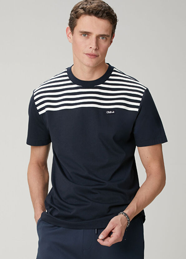 Beymen Club Lacivert Regular Fit Çizgili T-shirt - 4
