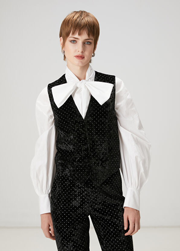 Beymen Club Black Embellished Velvet Evening Vest - 4