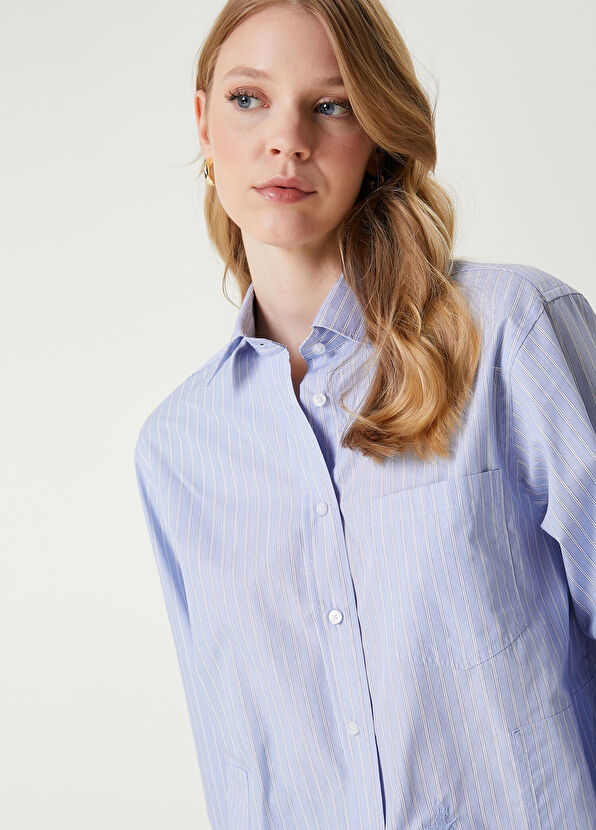 Beymen Club Oversize Mavi Çizgili Gömlek - 2