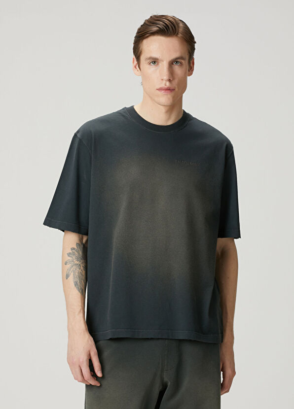 Golden Goose Grey Gradient Logo Embroidered T-Shirt - 1