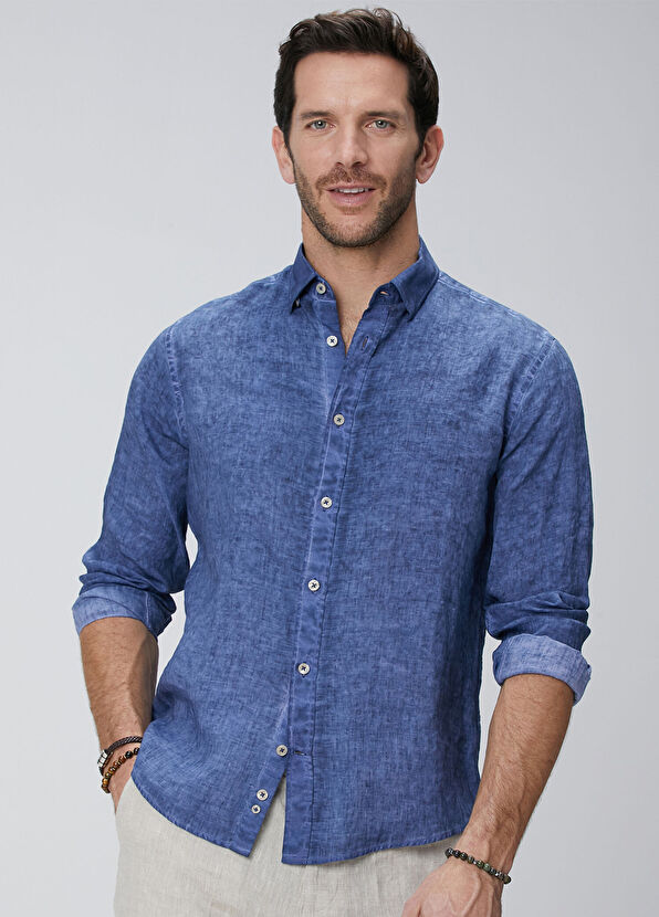 Network Lacivert Keten Gömlek - 1