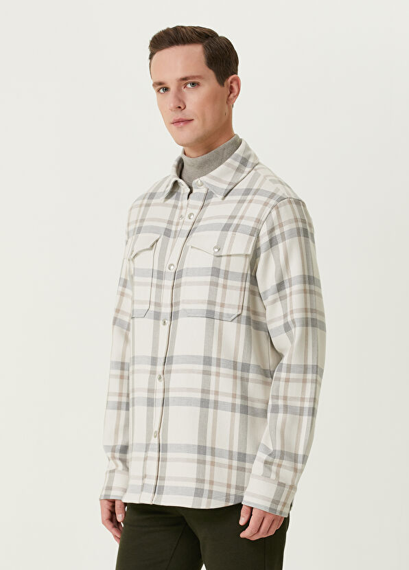 Beymen Club Bej Ekose Desenli Dış Gömlek - 4