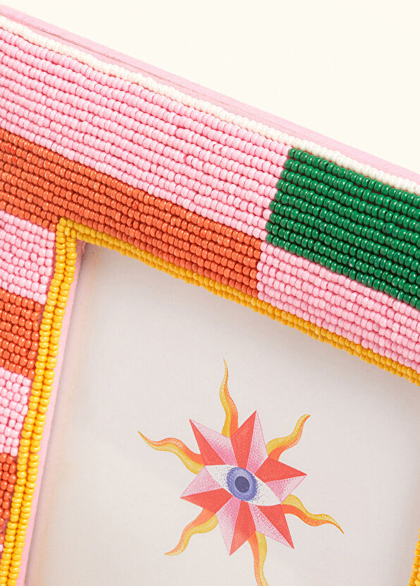 Zsa Zsa Zsu Dadrı Colored Glass Bead Wooden Frame 17 x 17 cm - 3