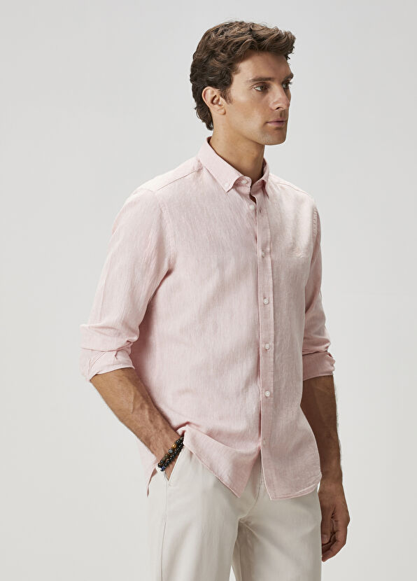 Beymen Club Comfort Fit Salmon Linen Shirt - 2