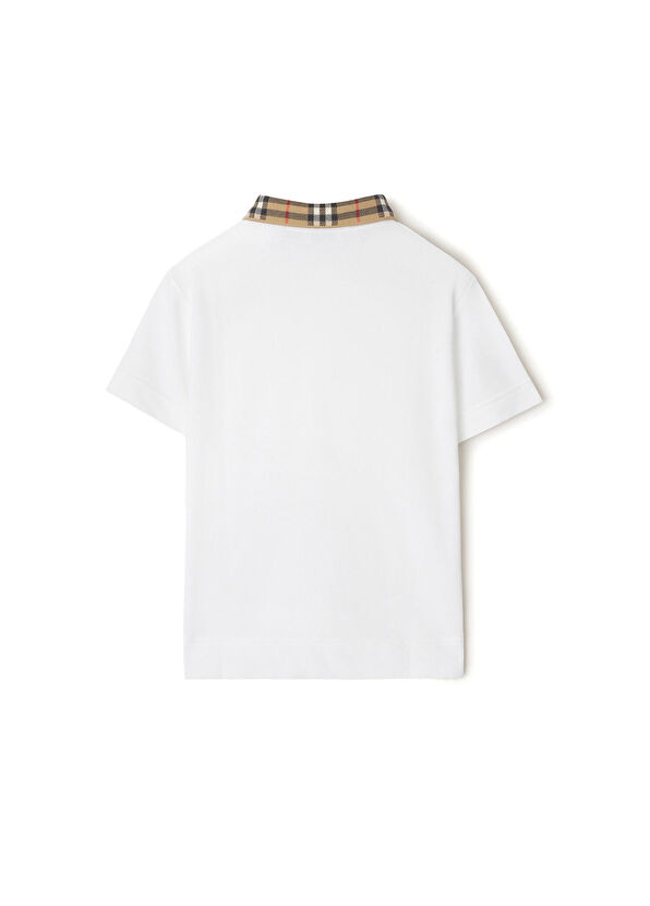 Burberry Johane Beyaz Collar Koton Polo Yaka Kısa Kollu Unisex Çocuk T-shirt - 2