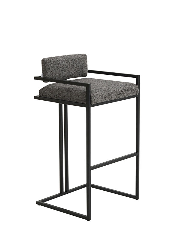 Solano Design Tush Koyu Gri Metal Bar Sandalyesi - 1