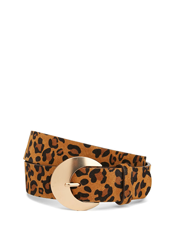 Beymen Club Leopard Print Women's Suede Belt - 1