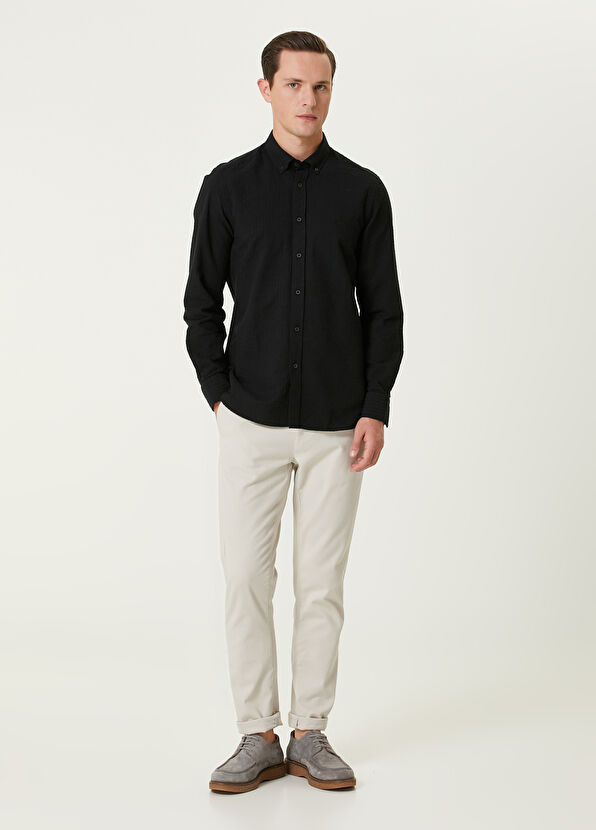 Beymen Club Slim Fit Siyah Gofre Dokulu Gömlek - 3
