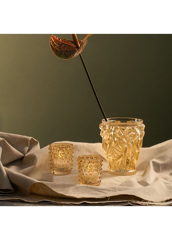 Lalique Bacchantes Small Gold Gilded Crystal Vase - 2