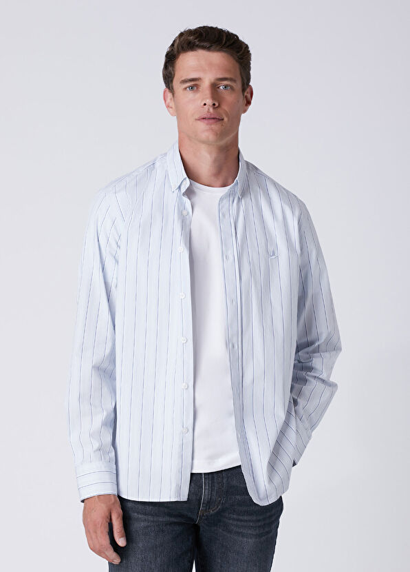 Beymen Club Comfort Fit Açık Mavi Çizgi Desenli Gömlek - 2
