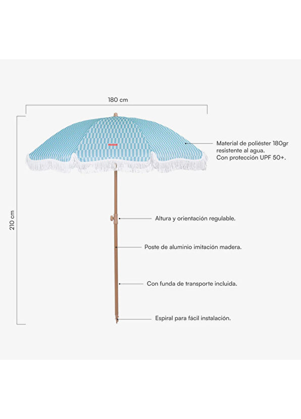 Flamingueo Caramel Mavi Plaj ve Bahçe Şemsiyesi - 2