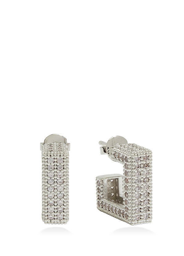 Beymen Club Silver Kare Formlu Kadın Zirkon Küpe - 1