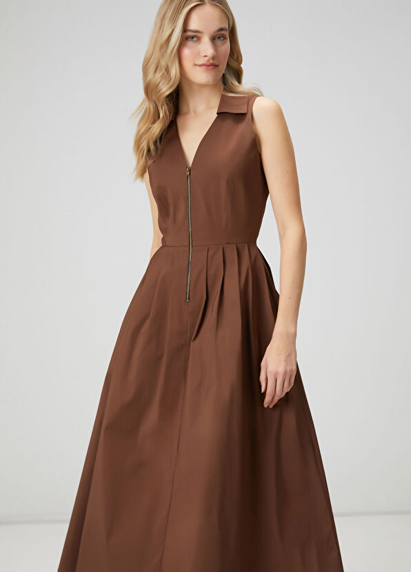 Beymen Club Brown Midi Taffeta Shirt Dress - 2