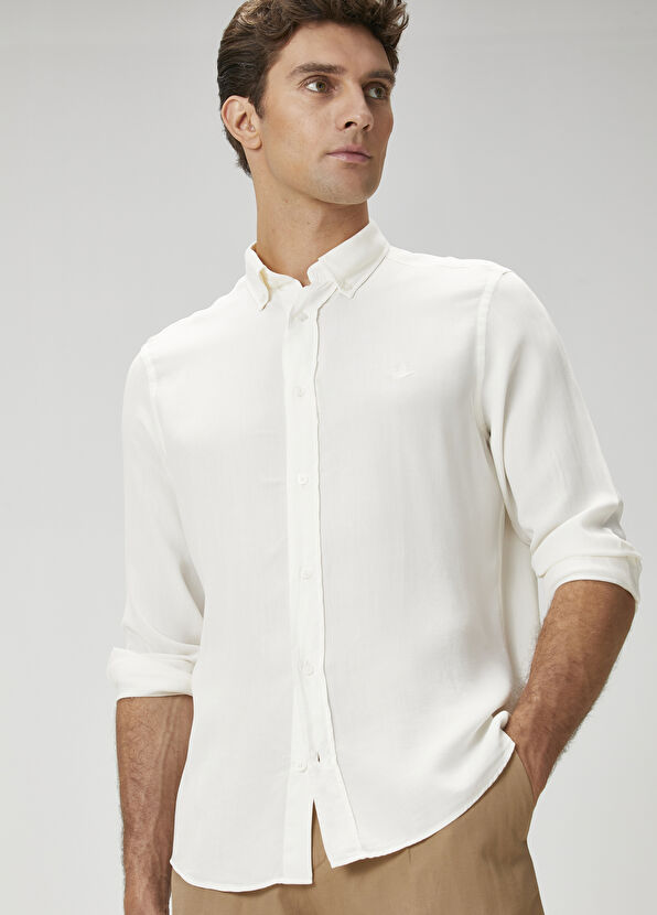 Beymen Club Comfort Fit White Lyocell Shirt - 4