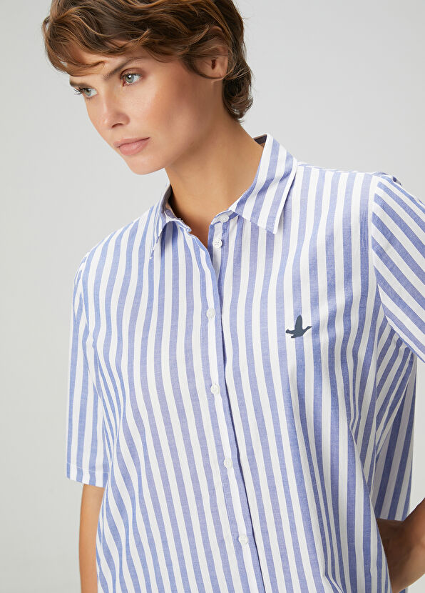 Beymen Club Blue White Striped Midi Shirt Dress - 2