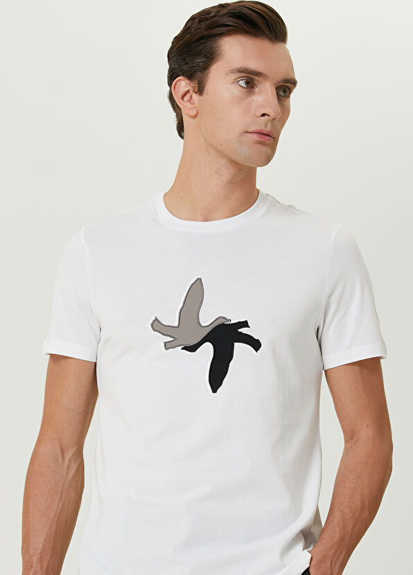 Beymen Club Beyaz Çift Kaz Nakışlı T-shirt - 3