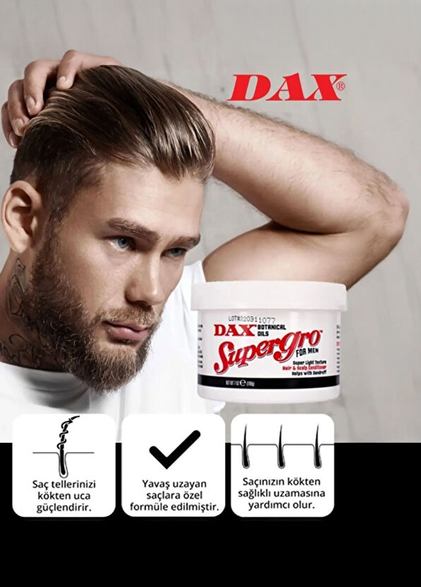 Dax Supergro For Men Erkekler İçin Hacim Veren & Kepek Karşıtı Saç Bakım Yağı 198 gr - 3