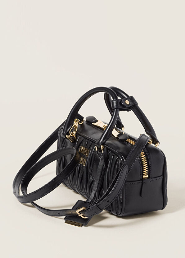 Miu Miu Arcadie Matelassé Siyah Napa Deri Kadın El Çantası - 2