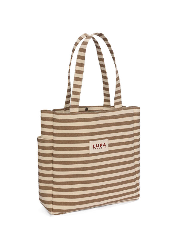Lupa Project Bonnie Brown Cream Striped Unisex Shoulder Bag - 1