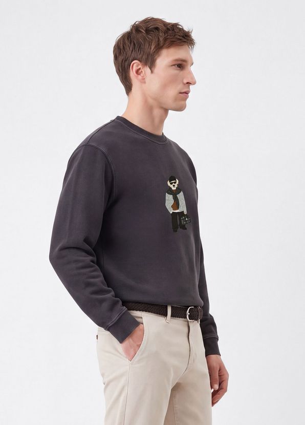 Beymen Club Anthracite Dog Appliqué Oversized Sweatshirt - 3