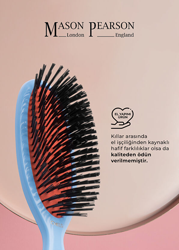 Mason Pearson Pocket Child Bristle CB4 Blue Kids Hair Brush - 2