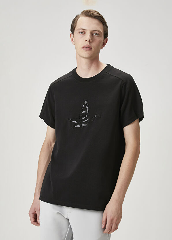 Beymen Club Siyah Logo Baskılı Oversize T-shirt - 1