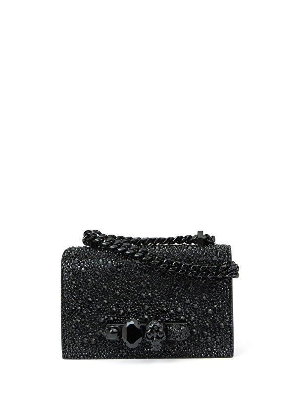 McQueen Mini Jewelled Siyah İşlemeli Kadın Çanta - 1