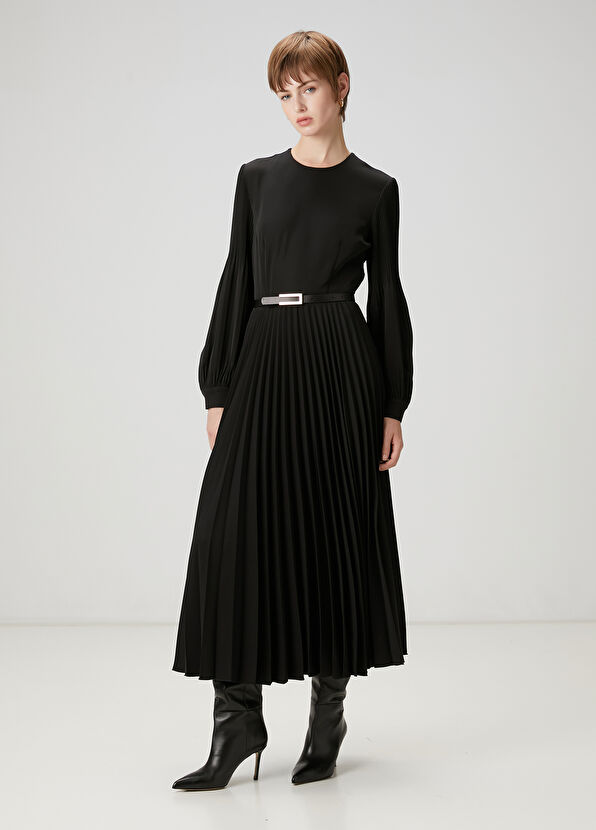 Beymen Club Black Pleated Midi Dress - 1