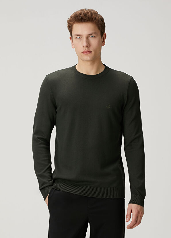 Beymen Club Khaki Logo Embroidered Sweater - 1