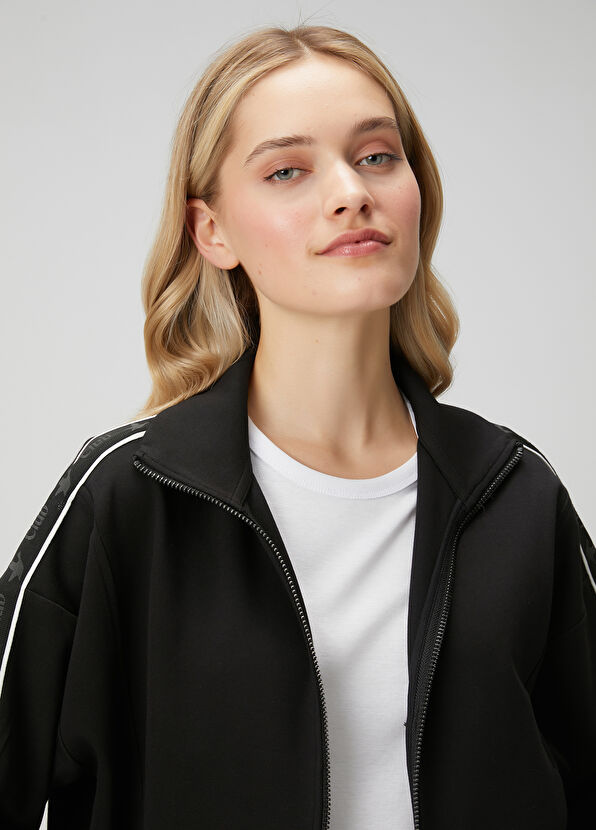 Beymen Club Siyah Logo Bantlı Fermuarlı Sweatshirt - 2